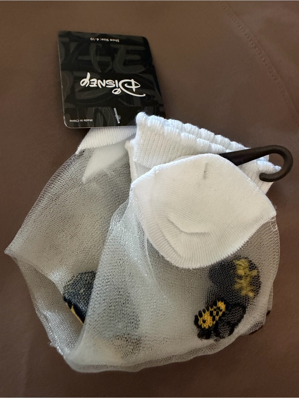Disney White Sheer Socks with Yellow & Black Winnie the Pooh Accents - Picture 7 of 9